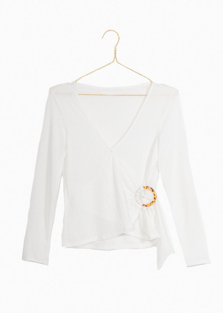 Blusa blanca con hebilla para mujer - Flashy