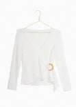 Blusa blanca con hebilla para mujer - Flashy