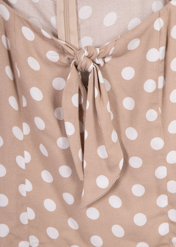 Blusa con anudado en escote y estampado de puntos para mujer - Flashy