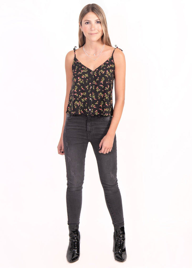 Blusa con botones y anudados en tiras para mujer - Flashy