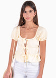 Blusa con escote cuadrado y anudados en frente para mujer - Flashy