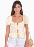 Blusa con escote cuadrado y anudados en frente para mujer - Flashy