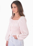 Blusa con escote cuadrado y recogido en cintura para mujer - Flashy
