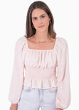 Blusa con escote cuadrado y recogido en cintura para mujer - Flashy