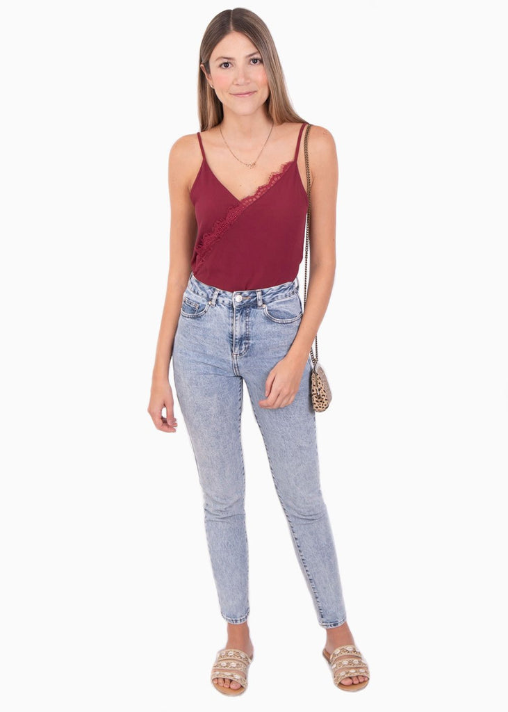Blusa con escote de encaje para mujer - Flashy