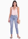 Blusa con escote de encaje para mujer - Flashy