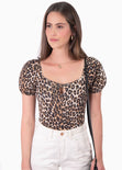 Blusa con estampado de animal print y escote cuadrado para mujer - Flashy