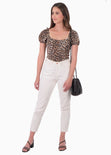 Blusa con estampado de animal print y escote cuadrado para mujer - Flashy