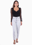 Blusa con manga larga transparente y puntos para mujer - Flashy