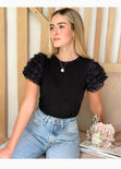 Blusa con mangas embombadas de encaje para mujer - Flashy