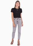 Blusa corta con recogido y mangas de ojalillo para mujer - Flashy