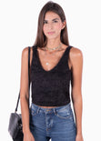 Blusa corta de tiras en tela peluda para mujer - Flashy
