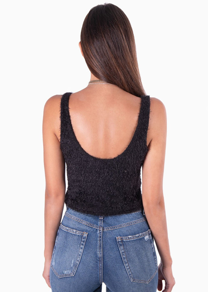 Blusa corta de tiras en tela peluda para mujer - Flashy