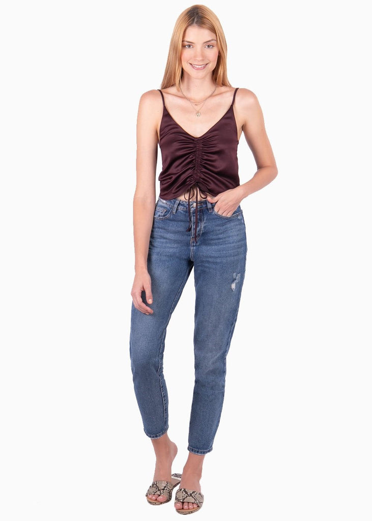 Blusa crop con recogido en frente para mujer - Flashy