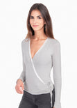 Blusa cruzada con encaje para mujer - Flashy