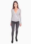 Blusa cruzada con encaje para mujer - Flashy