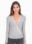 Blusa cruzada con encaje para mujer - Flashy