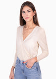 Blusa cruzada con hombreras para mujer - Flashy
