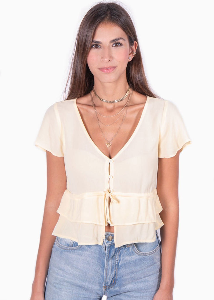 Blusa de botones con cinta para mujer - Flashy