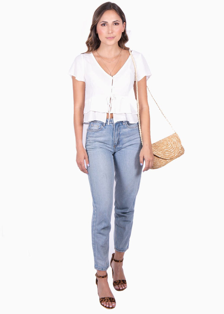 Blusa de botones con cinta para mujer - Flashy