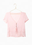 Blusa de botones con cinta para mujer - Flashy