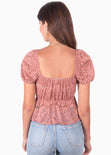 Blusa de encaje con mangas embombadas para mujer - Flashy
