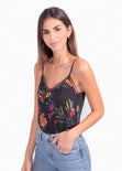 Blusa de flores con encaje para mujer - Flashy