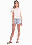 Blusa de lino con boleros en mangas y corte para mujer - Flashy