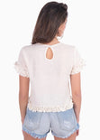 Blusa de lino con boleros en mangas y corte para mujer - Flashy