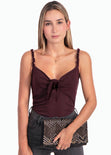 Blusa de tiras con anudado en escote para mujer - Flashy