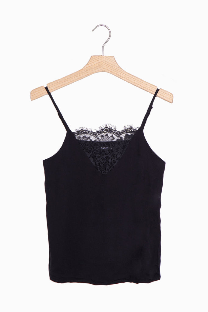 Blusa de tiras con encaje en escote para mujer - Flashy