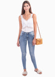 Blusa de tiras con encaje y recogido en escote para mujer - Flashy
