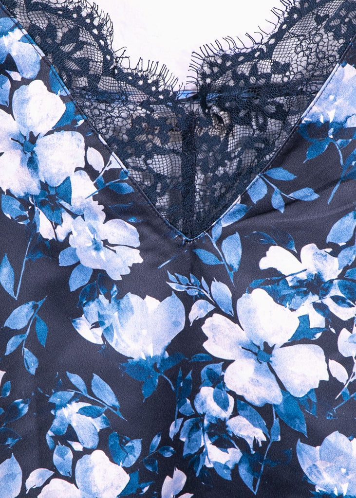Blusa estampada con encaje en escote para mujer - Flashy