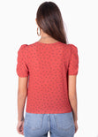 Blusa manga corta con estampado de puntos y escote cruzado para mujer - Flashy