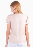 Blusa manga corta con perlas para mujer - Flashy