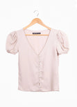 Blusa manga corta con perlas para mujer - Flashy