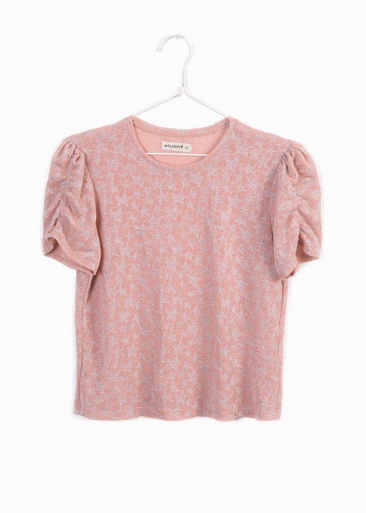 Blusa manga corta con recogido en mangas para mujer - Flashy