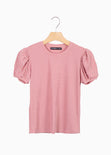 Blusa manga corta con recogido y perlas para mujer - Flashy