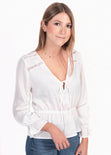 Blusa manga larga con bolillo para mujer - Flashy