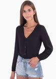 Blusa manga larga con botones de pasta para mujer - Flashy