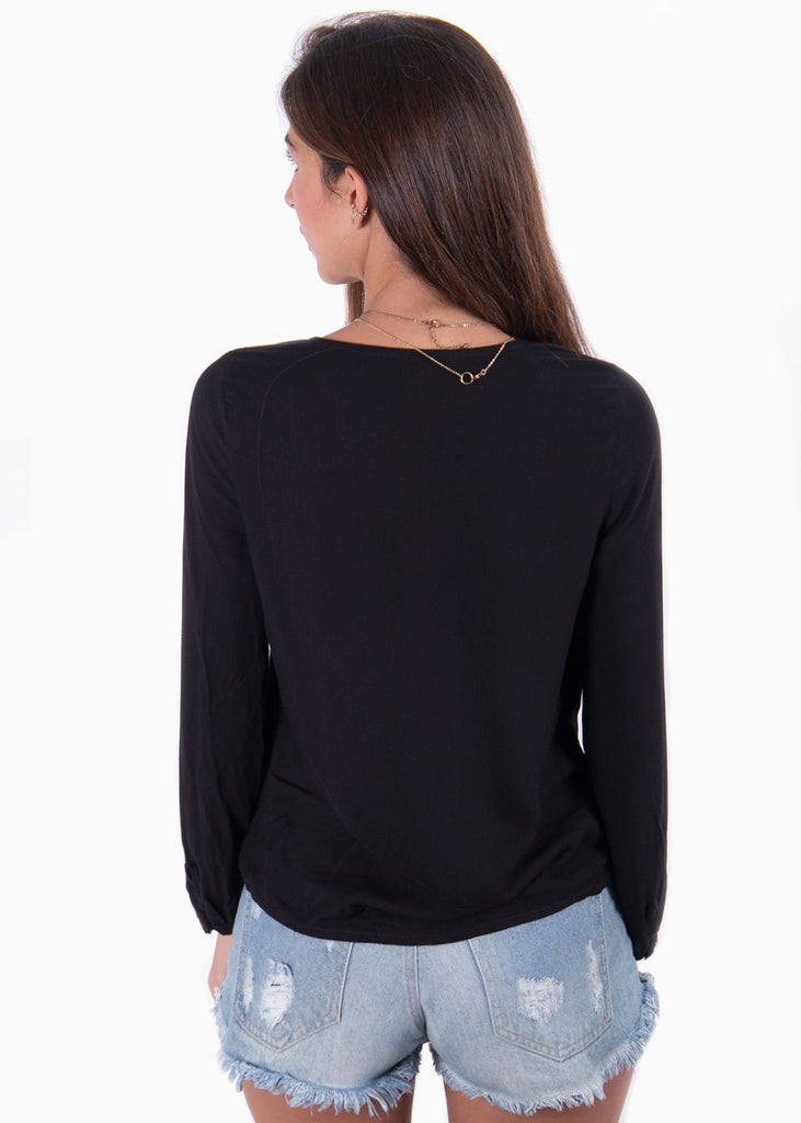 Blusa manga larga con botones de pasta para mujer - Flashy
