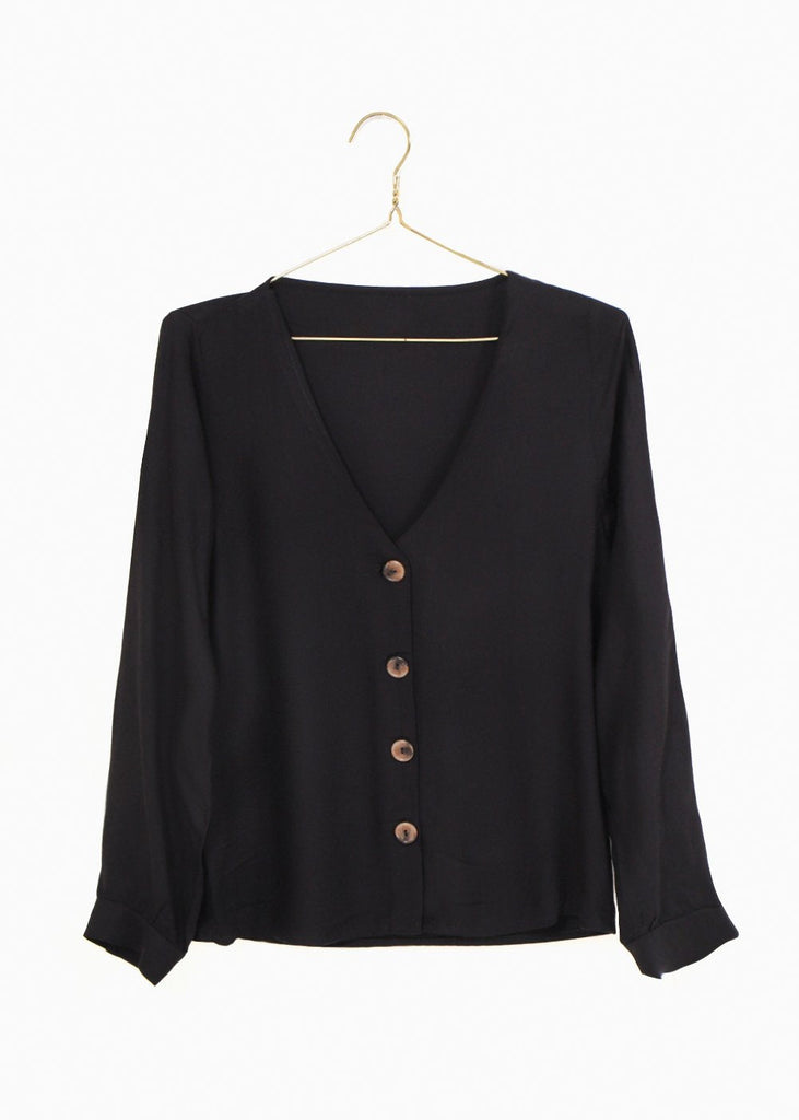 Blusa manga larga con botones de pasta para mujer - Flashy