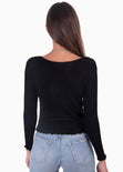 Blusa manga larga con botones de perlas para mujer - Flashy