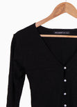 Blusa manga larga con botones de perlas para mujer - Flashy