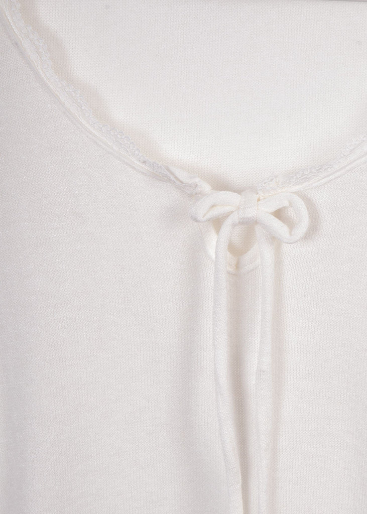 Blusa manga larga con cinta y encaje en escote para mujer - Flashy