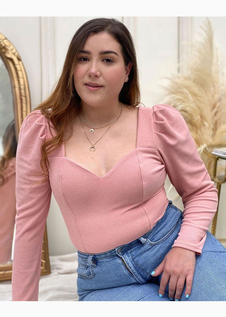 Blusa manga larga con escote cuadrado para mujer - Flashy