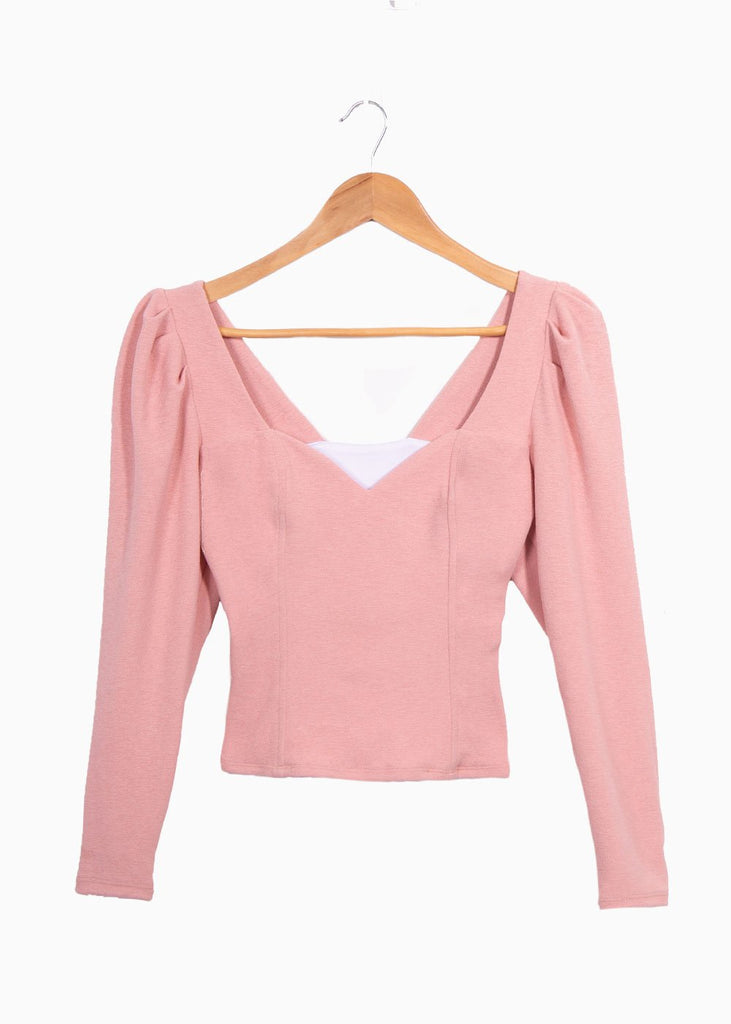Blusa manga larga con escote cuadrado para mujer - Flashy
