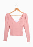 Blusa manga larga con escote cuadrado para mujer - Flashy