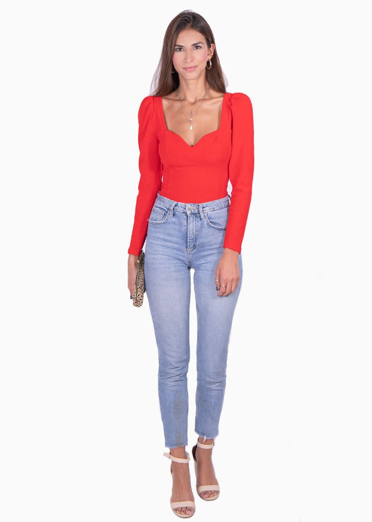 Blusa manga larga con escote cuadrado para mujer - Flashy