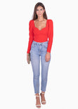Blusa manga larga con escote cuadrado para mujer - Flashy